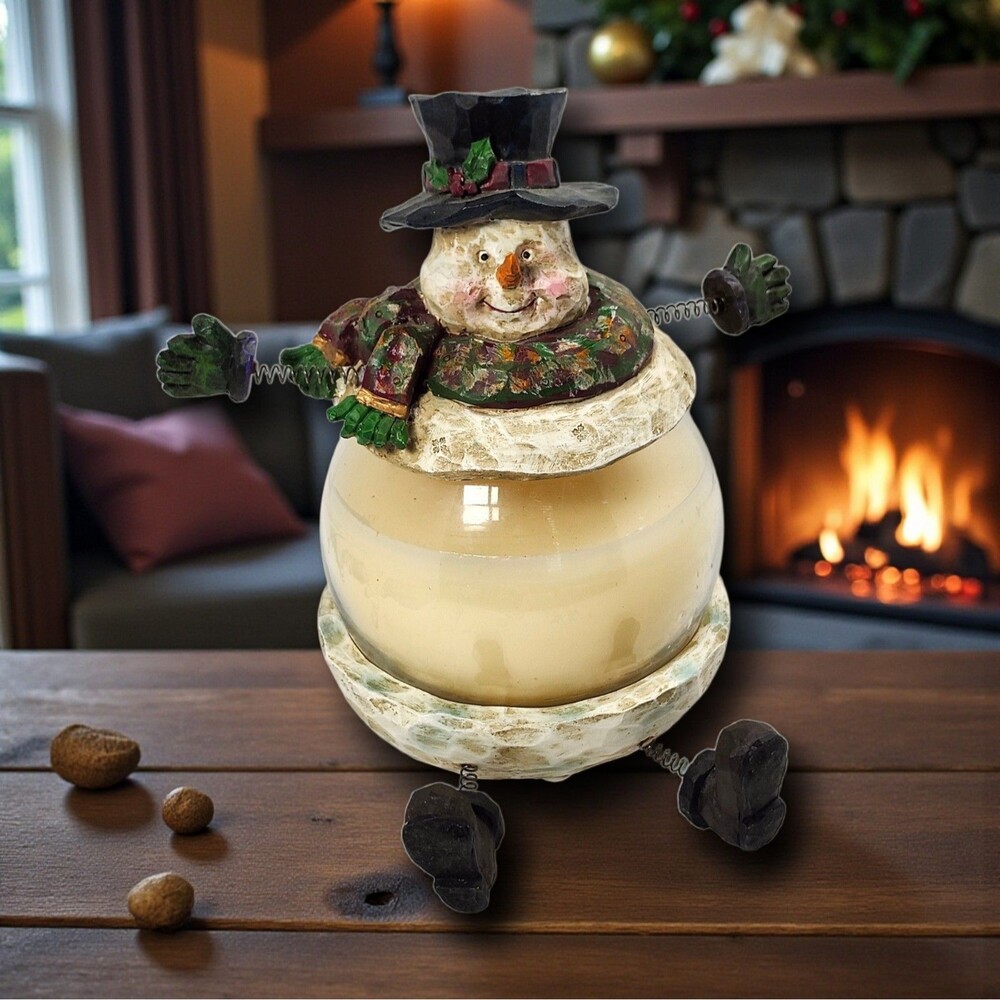 Large Snowman Candle 3 Piece Spring Arms & Legs Whimsical Christmas Decor Boxed